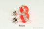 Sterling silver wire wrapped bright neon red pearl stud earrings handmade by Jessica Luu Jewelry