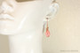14K rose gold filled wire wrapped pink coral teardrop pearl dangle earrings handmade by Jessica Luu Jewelry