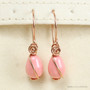 Rose Gold Pink Coral Dangle Earrings
