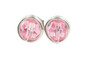Sterling silver wire wrapped light pink crystal round stud earrings handmade by Jessica Luu Jewelry