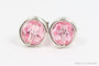 Sterling silver wire wrapped light pink crystal round stud earrings handmade by Jessica Luu Jewelry