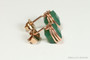 14K rose gold filled wire wrapped 6mm cube dark green crystal stud earrings handmade by Jessica Luu Jewelry