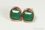 14K rose gold filled wire wrapped 6mm cube dark green crystal stud earrings handmade by Jessica Luu Jewelry