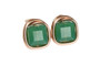 14K rose gold filled wire wrapped 6mm cube dark green crystal stud earrings handmade by Jessica Luu Jewelry