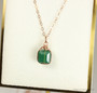 14K rose gold filled wire wrapped dark green crystal cube pendant on chain necklace handmade by Jessica Luu Jewelry