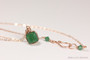 14K rose gold filled wire wrapped dark green crystal cube pendant on chain necklace handmade by Jessica Luu Jewelry