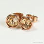 14K rose gold filled wire wrapped champagne crystal stud earrings handmade by Jessica Luu Jewelry