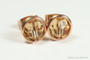 14K rose gold filled wire wrapped champagne crystal stud earrings handmade by Jessica Luu Jewelry