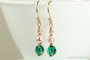 Gold Emerald Green Blush Pink Necklace - Available with Matching Earrings