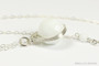 Sterling silver wire wrapped 12mm round faceted white alabaster gemstone solitaire pendant on chain necklace handmade by Jessica Luu Jewelry