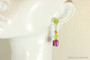 Sterling silver wire wrapped pink purple green orange crystal dangle earrings handmade by Jessica Luu Jewelry