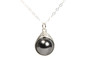 Sterling silver wire wrapped 12mm black pearl solitaire pendant on chain necklace handmade by Jessica Luu Jewelry