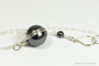 Sterling silver wire wrapped 12mm black pearl solitaire pendant on chain necklace handmade by Jessica Luu Jewelry
