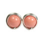Sterling silver wire wrapped 6mm round pink coral stud earrings handmade  by Jessica Luu Jewelry