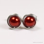 Sterling Silver Copper Pearl Stud Earrings - Available in 3 Sizes
