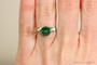 Sterling silver wire wrapped 8mm jade green faceted round crystal solitaire ring handmade by Jessica Luu Jewelry