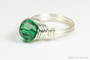 Sterling silver wire wrapped 8mm jade green faceted round crystal solitaire ring handmade by Jessica Luu Jewelry