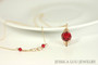 Ruby Red Crystal Earrings Yellow or Rose Gold - Available with Matching Necklace