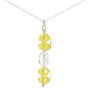 Sterling silver wire wrapped yellow and clear crystal pendant on chain necklace handmade by Jessica Luu Jewelry