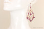 14K rose gold filled wire wrapped chandelier earrings with amethyst purple Austrian crystals handmade by Jessica Luu Jewelry