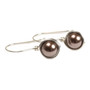 Sterling silver wire wrapped dark chocolate brown pearl drop earrings handmade by Jessica Luu Jewelry