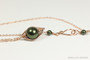 14K rose gold filled herringbone wire wrapped 10mm dark olive green pearl solitaire pendant on 18 inch chain necklace handmade by Jessica Luu Jewelry
