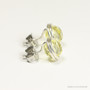 Sterling silver wire wrapped 6mm faceted round pale light yellow jonquil crystal stud earrings handmade by Jessica Luu Jewelry