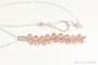 Sterling silver wire wrapped pale blush pink crystal beaded pendant on 18 inch chain necklace handmade by Jessica Luu Jewelry