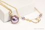 10mm mauve light purple pearl single solitaire pendant necklace in 14K yellow gold filled handmade by Jessica Luu Jewelry