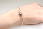 14K yellow gold filled bangle bracelet with 10mm mauve purple pearl solitaire handmade by Jessica Luu Jewelry