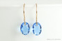 14K yellow gold filled dangle earrings with 11.5mm sky blue faceted oval Austrian crystals handmade by Jessica Luu Jewelry