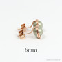 14K rose gold filled wire wrapped stud earrings with 6mm sage green pearls handmade by Jessica Luu Jewelry