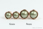 14K rose gold filled wire wrapped stud earrings with 6mm and 8mm sage green pearls handmade by Jessica Luu Jewelry