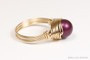 14K yellow gold filled wire wrapped ring with 8mm dark purple pearl solitaire handmade by Jessica Luu Jewelry