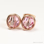 14K rose gold filled stud earrings with 6mm orchid pink Austrian crystals handmade by Jessica Luu Jewelry