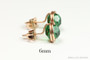 14K rose gold filled wire wrapped jade green faceted round Austrian crystal stud earrings handmade by Jessica Luu Jewelry