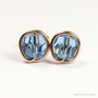 14K rose gold filled wire wrapped 6mm arctic blue faceted round Austrian crystal stud earrings handmade by Jessica Luu Jewelry