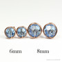 14K rose gold filled wire wrapped 6mm and 8mm arctic blue faceted round Austrian crystal stud earrings handmade by Jessica Luu Jewelry
