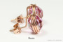 14K rose gold filled stud earrings with 8mm orchid pink Austrian crystals handmade by Jessica Luu Jewelry