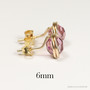 14K yellow gold filled stud earrings with 6mm orchid pink Austrian crystals handmade by Jessica Luu Jewelry
