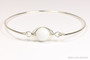 Sterling silver wire wrapped bangle bracelet with 10mm white alabaster gemstone solitaire handmade by Jessica Luu Jewelry