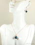12mm dark Tahitian blue pearl solitaire pendant on 14K rose gold filled chain necklace with matching earrings handmade by Jessica Luu Jewelry