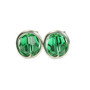 Sterling silver wire wrapped jade green faceted round Austrian crystal stud earrings handmade by Jessica Luu Jewelry