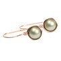 14K rose gold filled wire wrapped pearl drop earrings with 8mm sage green pearls handmade by Jessica Luu Jewelry