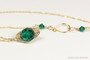 14K yellow gold filled 18 inch long chain necklace with 10mm emerald green faceted round crystal solitaire pendant handmade by Jessica Luu Jewelry