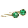 14K yellow gold filled wire wrapped earrings with 8mm bright jade green crystals Handmade by Jessica Luu Jewelry