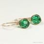 14K yellow gold filled wire wrapped earrings with 8mm bright jade green crystals Handmade by Jessica Luu Jewelry