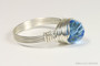 Sterling silver wire wrapped 8mm arctic light sky blue Austrian crystal solitaire right hand ring handmade by Jessica Luu Jewelry