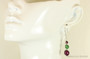 Sterling silver wire wrapped dangle earrings with blackberry purple pearls and green tourmaline crystals handmade by Jessica Luu Jewelry