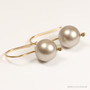 10mm round champagne pearl drop earrings in 14K yellow gold filled wire handmade by Jessica Luu Jewelry